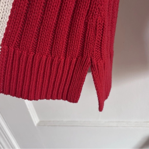 Talbots Colorblock Turtleneck Sweater red black and white Sz Medium - Picture 5 of 7